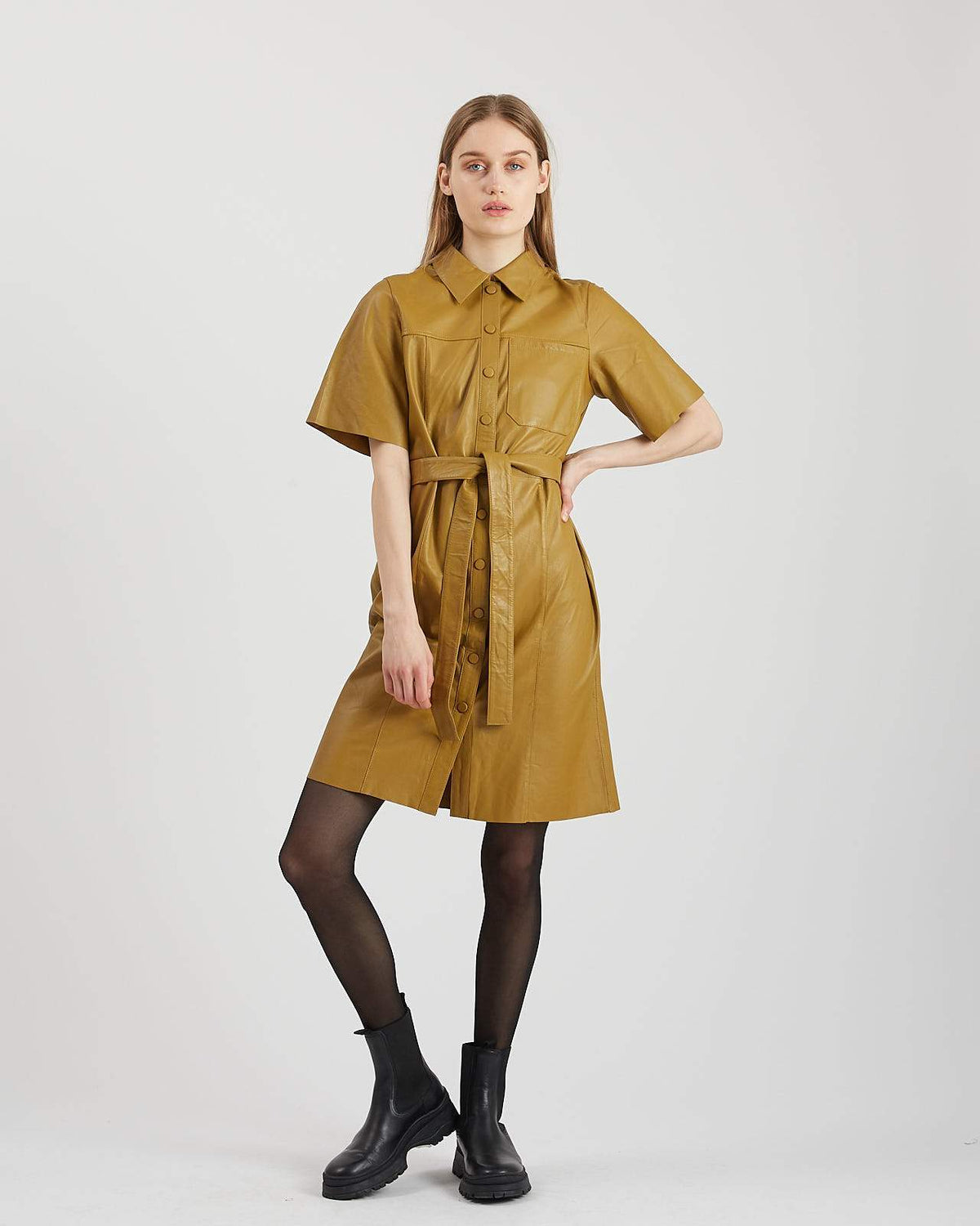 Minimum - Hollo 6527 Short Dress #Color_Dried Tobacco