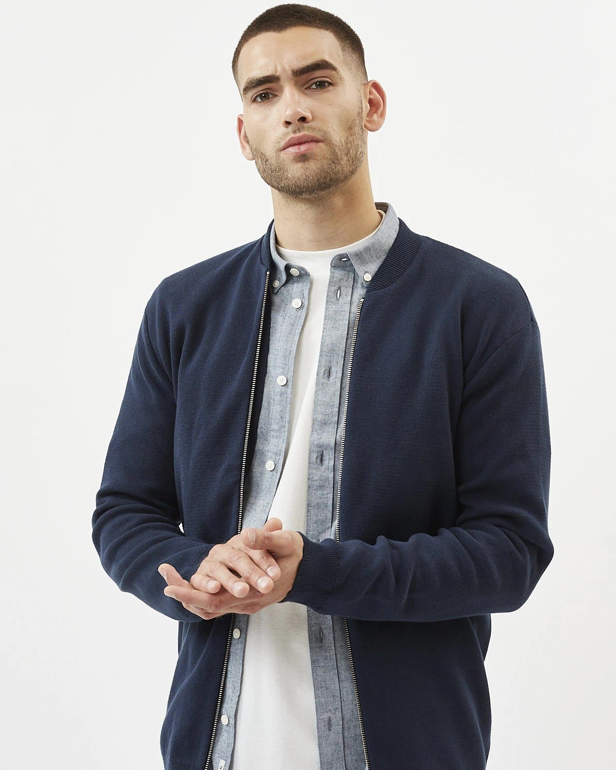 Minimum - Steeno 7414 Cardigan #Color_Navy Blazer