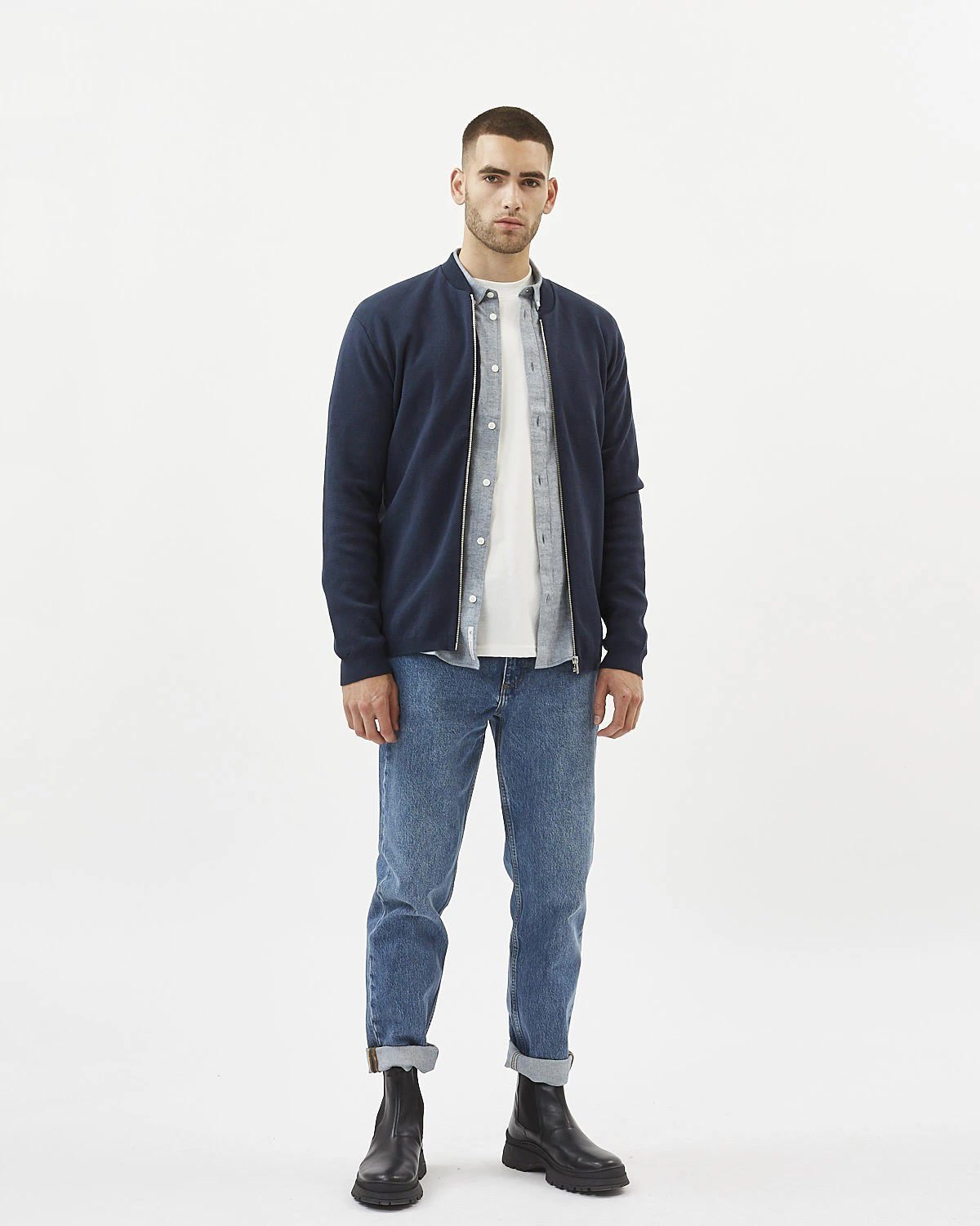 Minimum - Steeno 7414 Cardigan #Color_Navy Blazer