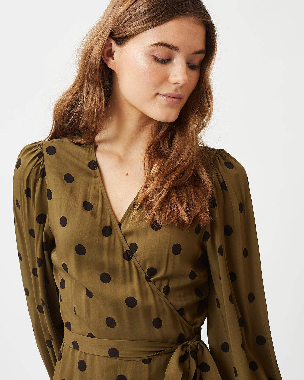 Minimum - Elastica Ballon L/S Midi 9016 Midi Dress #Color_Dark Olive