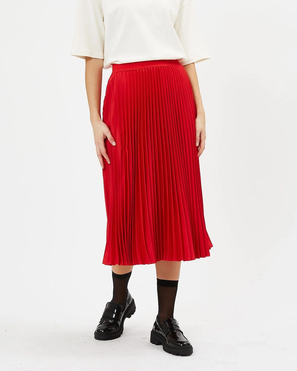 Minimum - Salwa 6002 Midi Skirts #Color_Fiery Red