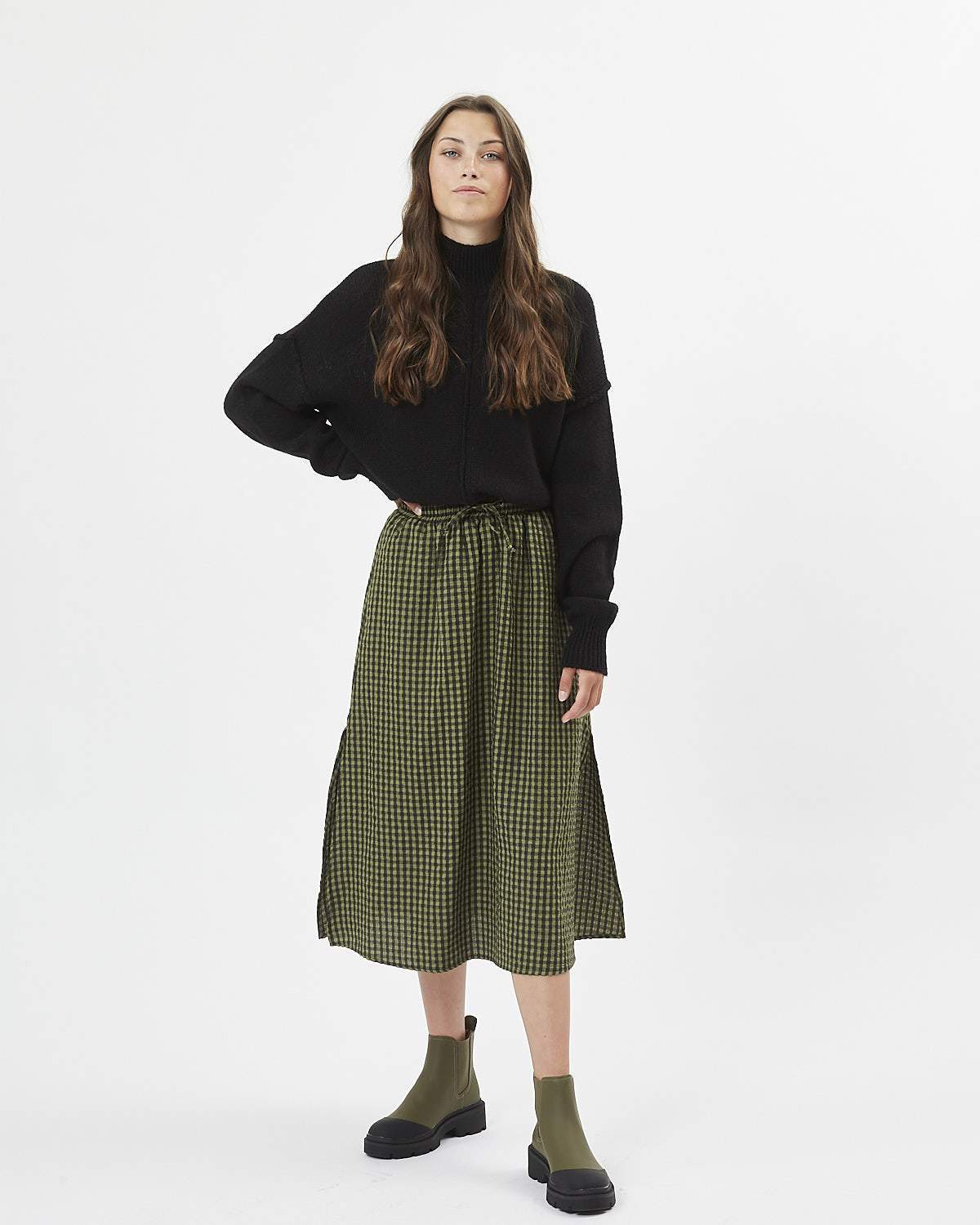 Minimum - Kleoana 7156 Midi Skirts #Color_Dark Olive