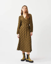 Minimum - Elastica Ballon L/S Midi 9016 Midi Dress #Color_Dark Olive